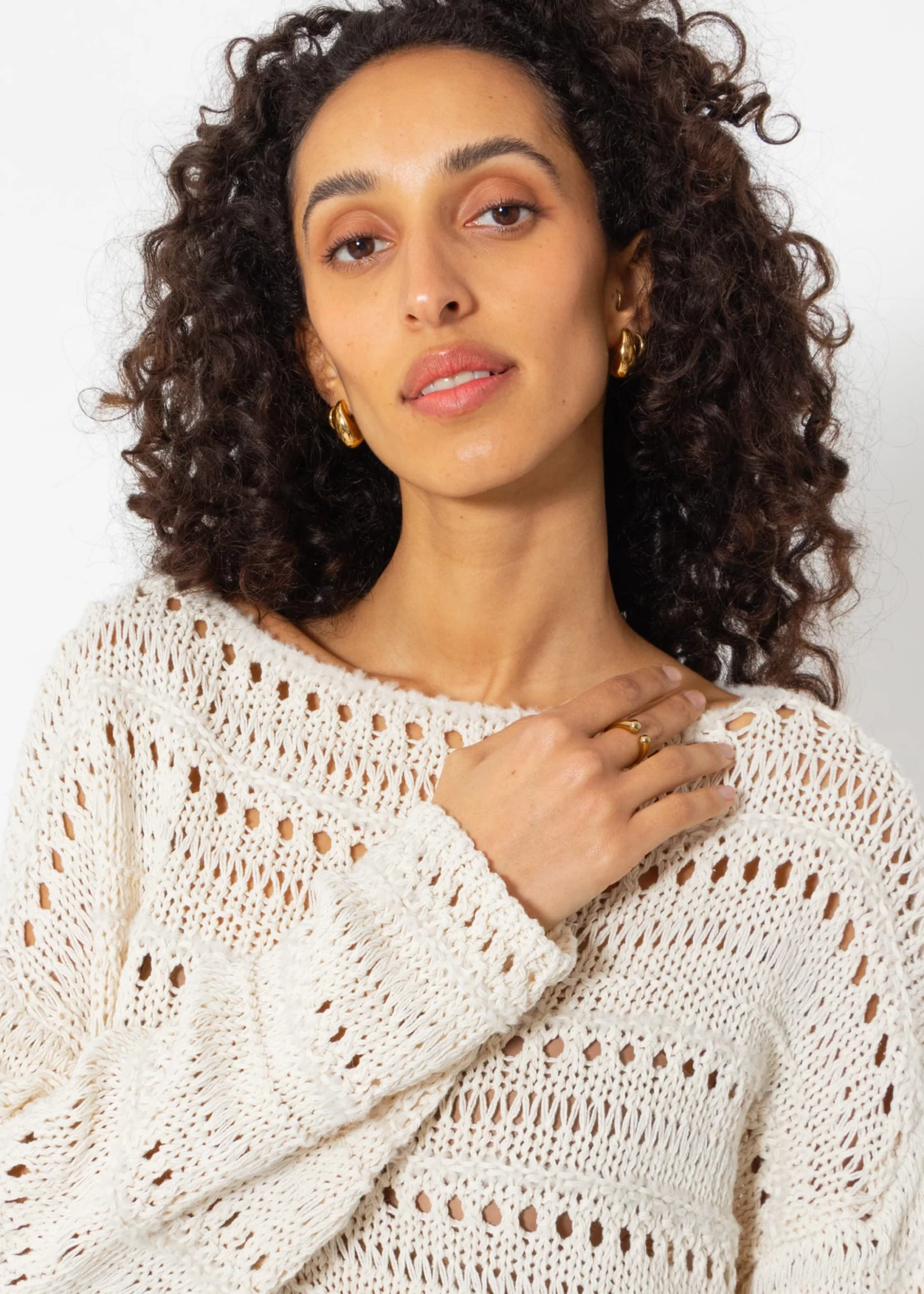 Pullover Mit Ajour Muster - Beige 3 Pullover Mit Ajour Muster - Beige