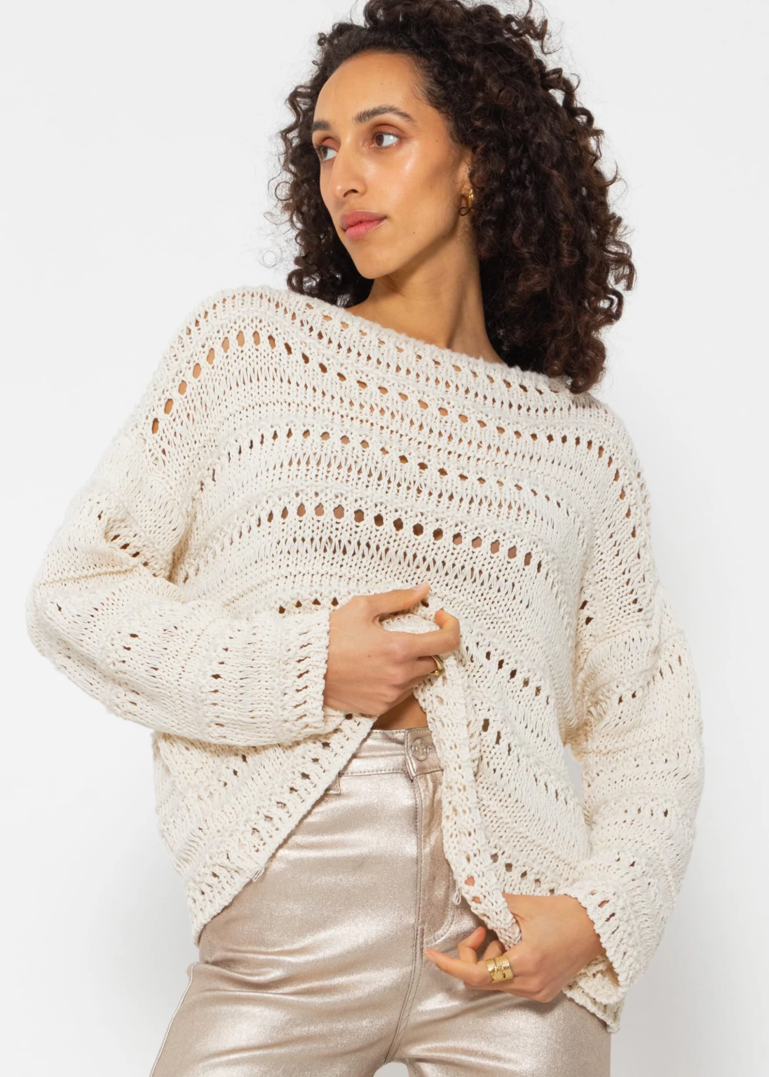 Pullover Mit Ajour Muster - Beige 5 Pullover Mit Ajour Muster - Beige – Bild 3