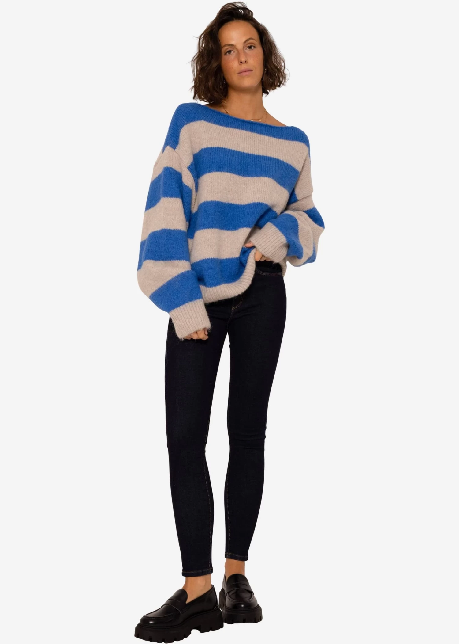 Pullover Mit Blockstreifen - Blau-beige 8 Pullover Mit Blockstreifen - Blau-beige – Bild 6