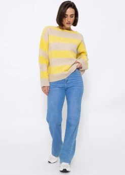 Pullover Mit Blockstreifen - Gelb-beige 12 Pullover Mit Blockstreifen - Gelb-beige -Sassyclassy SassyClassy pullover mit block streifen gelb beige S3207P6099