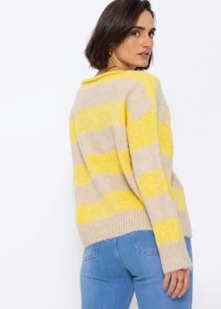 Pullover Mit Blockstreifen - Gelb-beige 17 Pullover Mit Blockstreifen - Gelb-beige -Sassyclassy SassyClassy pullover mit block streifen gelb beige S3207P6099 3