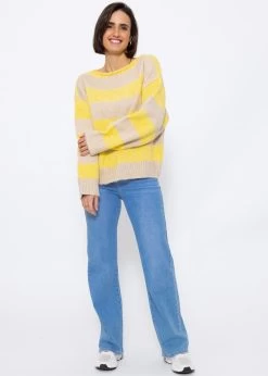 Pullover Mit Blockstreifen - Gelb-beige 14 Pullover Mit Blockstreifen - Gelb-beige -Sassyclassy SassyClassy pullover mit block streifen gelb beige S3207P6099 4