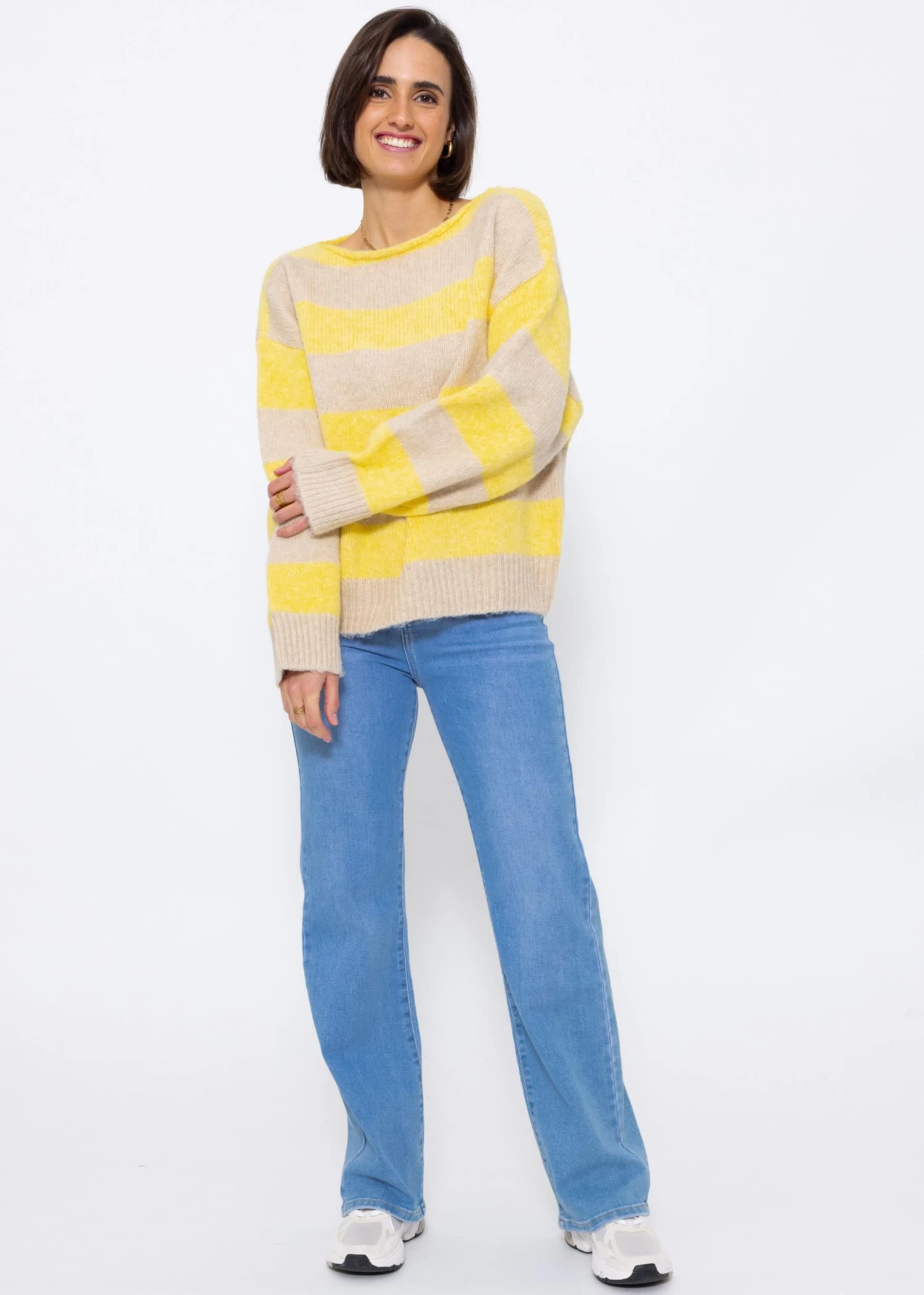 Pullover Mit Blockstreifen - Gelb-beige 6 Pullover Mit Blockstreifen - Gelb-beige – Bild 4