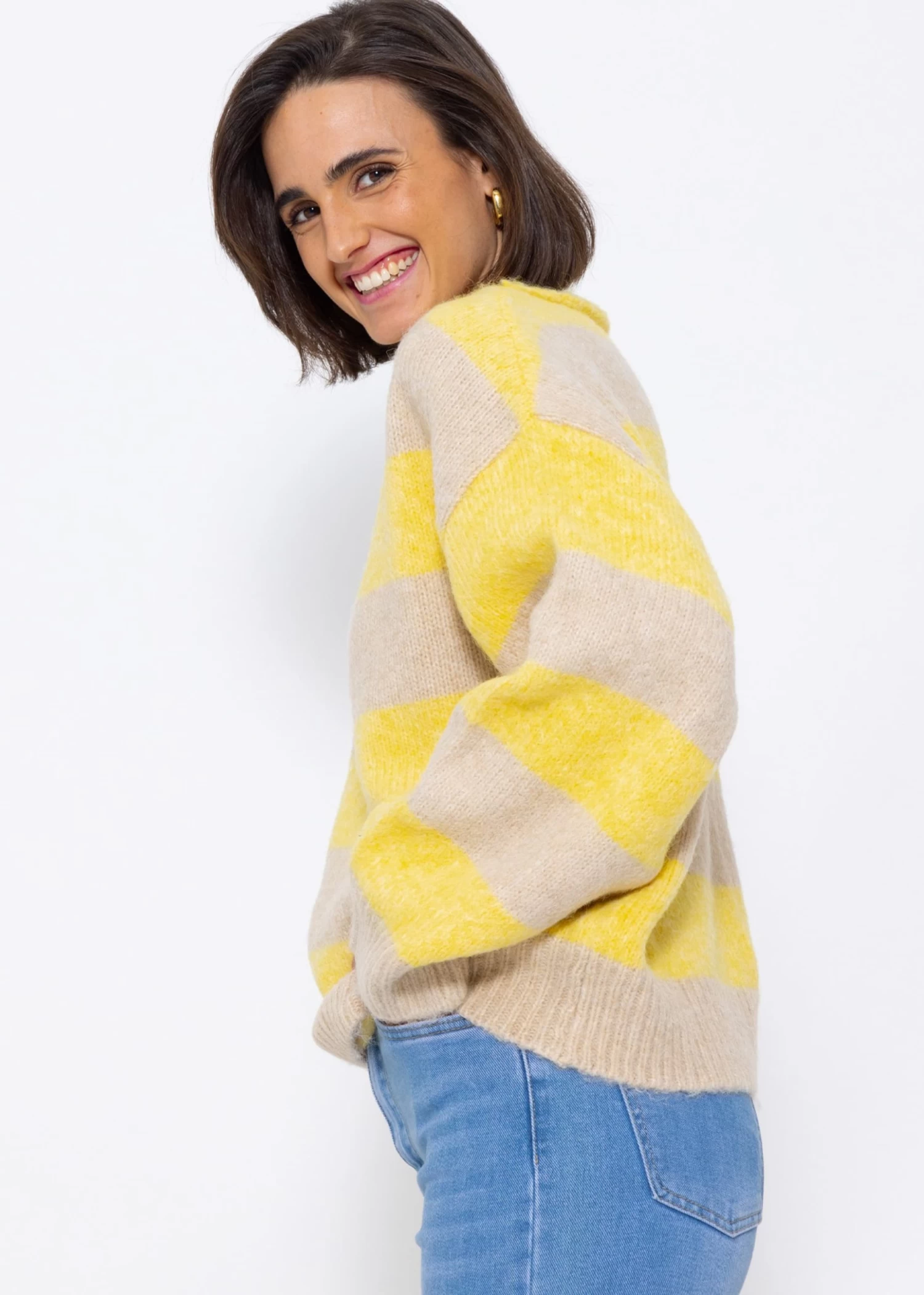 Pullover Mit Blockstreifen - Gelb-beige 5 Pullover Mit Blockstreifen - Gelb-beige – Bild 3