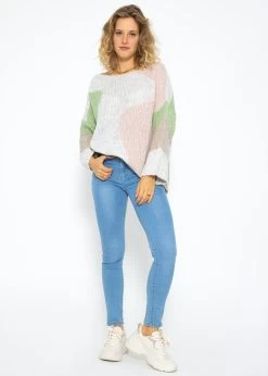 Pullover Mit Color-Blocking, Rosa-beige-grau-grün -Sassyclassy SassyClassy pullover mit color blocking rosa beige grau grun S3207P6083 2
