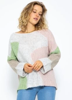 Pullover Mit Color-Blocking, Rosa-beige-grau-grün -Sassyclassy SassyClassy pullover mit color blocking rosa beige grau grun S3207P6083
