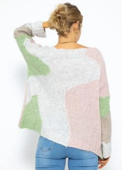 Pullover Mit Color-Blocking, Rosa-beige-grau-grün -Sassyclassy SassyClassy pullover mit color blocking rosa beige grau grun S3207P6083 5