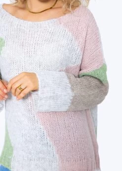 Pullover Mit Color-Blocking, Rosa-beige-grau-grün -Sassyclassy SassyClassy pullover mit color blocking rosa beige grau grun S3207P6083 7