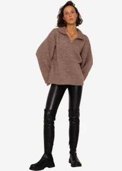 Oversize Pullover Mit Kragen - Taupe -Sassyclassy SassyClassy pullover mit kragen taupe S3208P6225 16WTbrJpWe3GVO