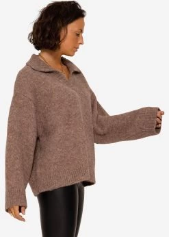 Oversize Pullover Mit Kragen - Taupe -Sassyclassy SassyClassy pullover mit kragen taupe S3208P6225 76YkfYCVh07GPa