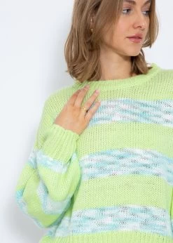 Pullover Mit Mulitcolor Streifen - Hellgrün-hellblau 17 Pullover Mit Mulitcolor Streifen - Hellgrün-hellblau -Sassyclassy SassyClassy pullover mit multicolor streifen hellgrun hellblau S3211P6662 2