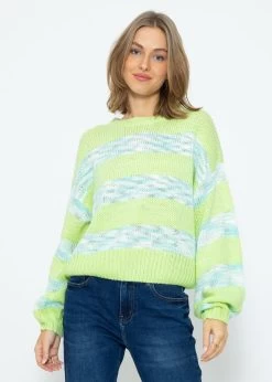 Pullover Mit Mulitcolor Streifen - Hellgrün-hellblau 12 Pullover Mit Mulitcolor Streifen - Hellgrün-hellblau -Sassyclassy SassyClassy pullover mit multicolor streifen hellgrun hellblau S3211P6662