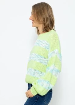 Pullover Mit Mulitcolor Streifen - Hellgrün-hellblau 16 Pullover Mit Mulitcolor Streifen - Hellgrün-hellblau -Sassyclassy SassyClassy pullover mit multicolor streifen hellgrun hellblau S3211P6662 5