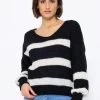 Pullover Mit Offwhite Streifen - Schwarz -Sassyclassy SassyClassy pullover mit offwhite streifen S3210P6515 4