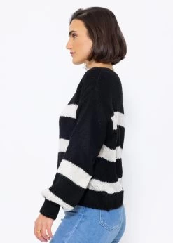 Pullover Mit Offwhite Streifen - Schwarz -Sassyclassy SassyClassy pullover mit offwhite streifen S3210P6515 6