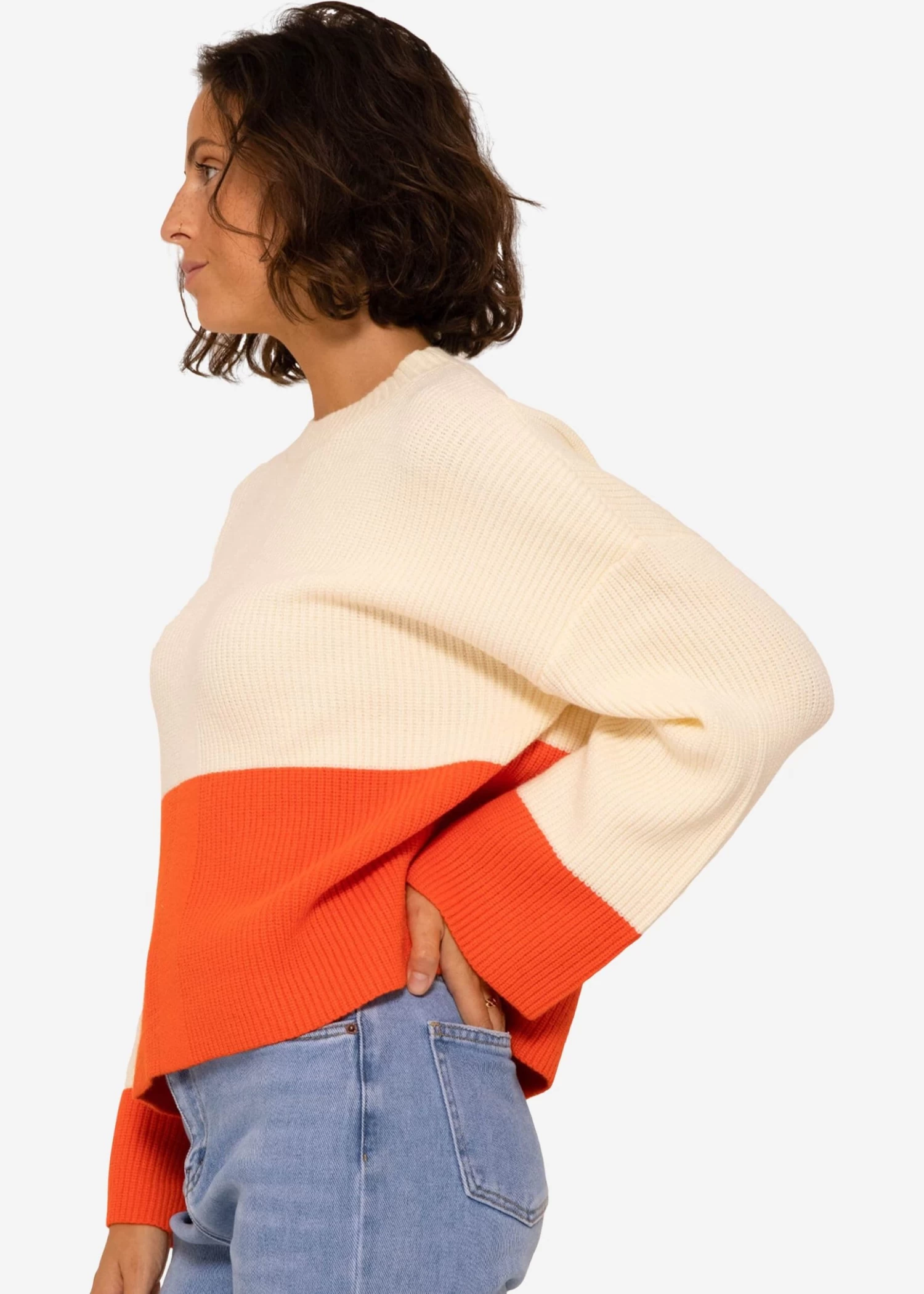 Pullover Mit Orangefarbenem Saum - Offwhite 7 Pullover Mit Orangefarbenem Saum - Offwhite – Bild 5