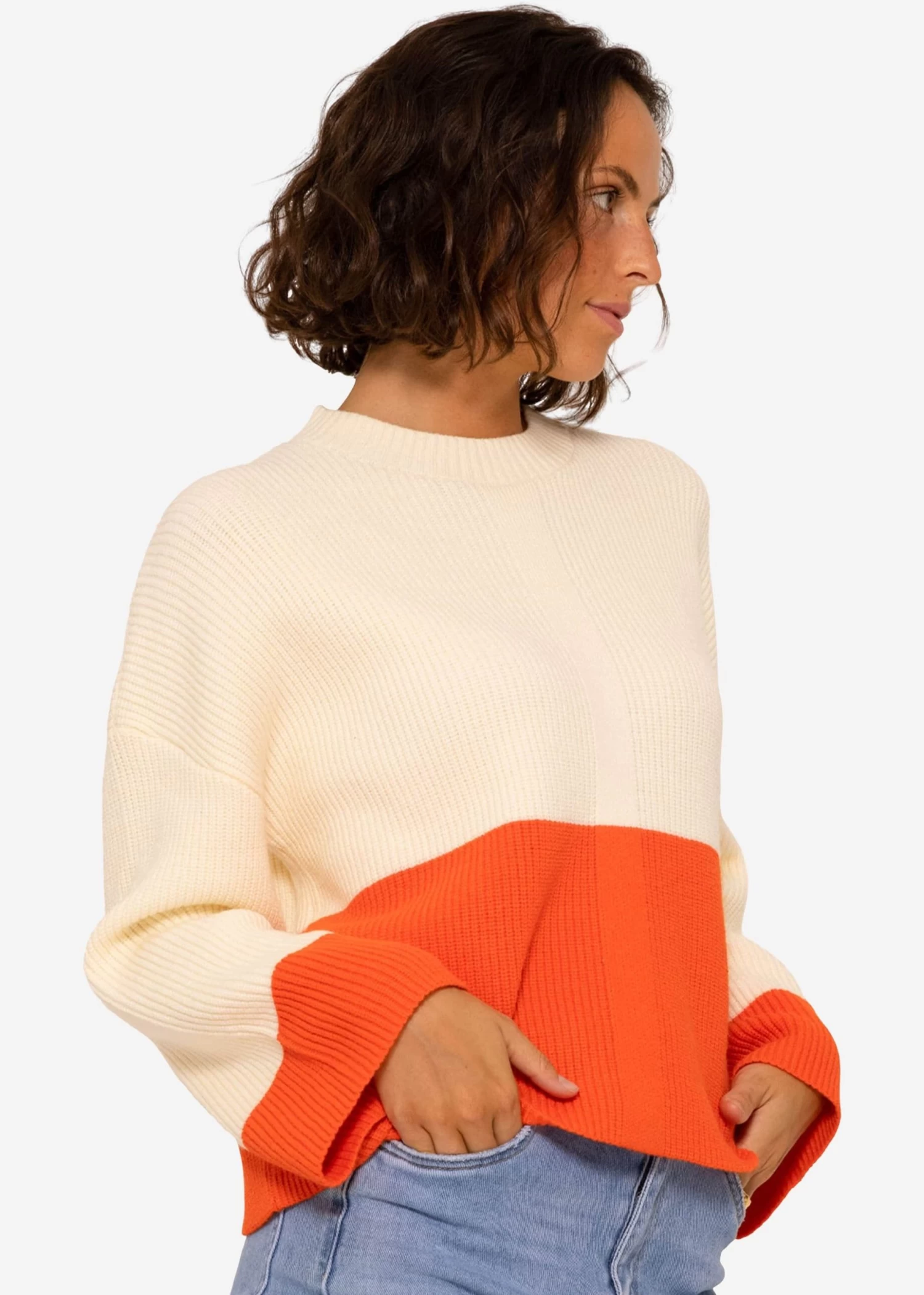 Pullover Mit Orangefarbenem Saum - Offwhite 5 Pullover Mit Orangefarbenem Saum - Offwhite – Bild 3