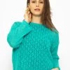 Pullover Mit Rauten Lochmuster, Türkis 2 Pullover Mit Rauten Lochmuster, Türkis -Sassyclassy SassyClassy pullover mit rauten lochmuster turkis S2212B5294 5