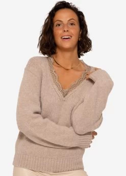 Pullover Mit Spitzen-Ausschnitt - Beige -Sassyclassy SassyClassy pullover mit spitzen ausschnitt beige S3207P6098 6MCmVX7yxX23yr