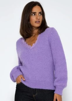 Pullover Mit Spitzen-Ausschnitt - Lila 14 Pullover Mit Spitzen-Ausschnitt - Lila -Sassyclassy SassyClassy pullover mit spitzen ausschnitt lila S3207P6095 3