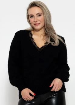 Pullover Mit Spitzen-Ausschnitt - Schwarz -Sassyclassy SassyClassy pullover mit spitzenausschnitt schwarz S3208R6213 1eogBj9H1wbkvS