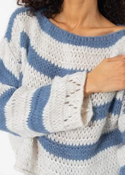 Pullover Mit Streifen - Jeansblau-beige 17 Pullover Mit Streifen - Jeansblau-beige -Sassyclassy SassyClassy pullover mit streifen jeans beige S4203P6892 4
