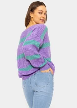 Pullover Mit Streifen Und V-Ausschnitt, Lila-türkis -Sassyclassy SassyClassy pullover mit streifen und v ausschnitt lila turkis S3207P6117 1maGqZyi1CgZfV