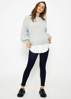 Pullover Mit Struktur - Hellgrau -Sassyclassy SassyClassy pullover mit struktur hellgrau S3211P6729 6