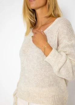 Pullover Mit V-Ausschnitt - Beige -Sassyclassy SassyClassy pullover mit v ausschnitt beige S3209P6410 21