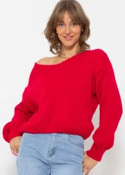 Pullover Mit V-Ausschnitt - Rot -Sassyclassy SassyClassy pullover mit v ausschnitt rot S4201P6774 5