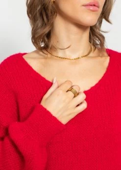 Pullover Mit V-Ausschnitt - Rot -Sassyclassy SassyClassy pullover mit v ausschnitt rot S4201P6774 6