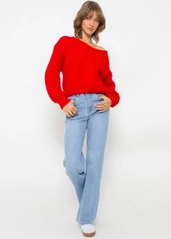 Pullover Mit V-Ausschnitt - Rot -Sassyclassy SassyClassy pullover mit v ausschnitt rot S4201P6774 1