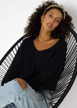 Pullover Mit V-Ausschnitt - Schwarz -Sassyclassy SassyClassy pullover mit v ausschnitt schwarz S3209P6413 2