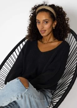 Pullover Mit V-Ausschnitt - Schwarz -Sassyclassy SassyClassy pullover mit v ausschnitt schwarz S3209P6413 3