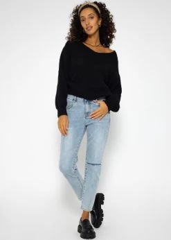 Pullover Mit V-Ausschnitt - Schwarz -Sassyclassy SassyClassy pullover mit v ausschnitt schwarz S3209P6413 4