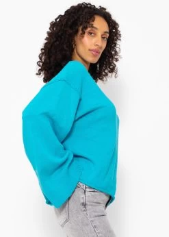 Oversize Pullover Mit Weiten Ärmeln - Türkis -Sassyclassy SassyClassy pullover mit weiten armeln turkis S3211P6707 2Wf53Xh67Ogpl6