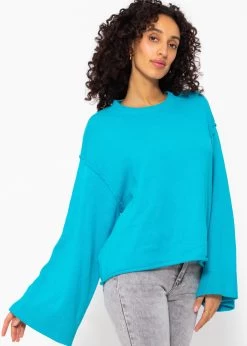 Oversize Pullover Mit Weiten Ärmeln - Türkis -Sassyclassy SassyClassy pullover mit weiten armeln turkis S3211P6707 5uGe7PTPKJ5jn0