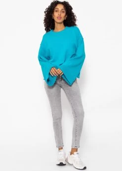 Oversize Pullover Mit Weiten Ärmeln - Türkis -Sassyclassy SassyClassy pullover mit weiten armeln turkis S3211P6707hwfLOT6P3rrJx