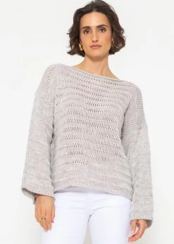 Pullover Mit Weiten Ärmeln - Grau 15 Pullover Mit Weiten Ärmeln - Grau -Sassyclassy SassyClassy pullover mit weiten armeln und feinem rippmuster grau S4203P6834 13
