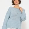Pullover Mit Weiten Ärmeln - Hellblau 2 Pullover Mit Weiten Ärmeln - Hellblau -Sassyclassy SassyClassy pullover mit weiten armeln und feinem rippmuster hellblau S4203P6833 8