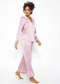 Satin Pyjama Bluse Mit Paspel - Rosa -Sassyclassy SassyClassy pyjama bluse mit paspel rosa S3209NL6423 5n49US3KHaMIIt