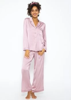 Satin Pyjama Bluse Mit Paspel - Rosa -Sassyclassy SassyClassy pyjama bluse mit paspel rosa S3209NL6423 924Gcqb3Sdjqw5
