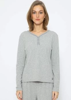 Pyjamashirt Langarm - Grau Melange -Sassyclassy SassyClassy pyjamashirt langarm grau melange S3209NT6491 2