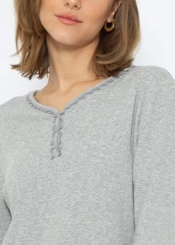 Pyjamashirt Langarm - Grau Melange -Sassyclassy SassyClassy pyjamashirt langarm grau melange S3209NT6491 4