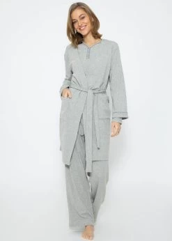 Pyjamashirt Langarm - Grau Melange -Sassyclassy SassyClassy pyjamashirt langarm grau melange S3209NT6491 5