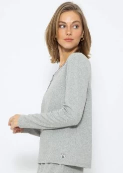 Pyjamashirt Langarm - Grau Melange -Sassyclassy SassyClassy pyjamashirt langarm grau melange S3209NT6491 6