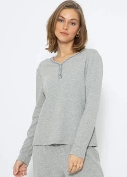 Pyjamashirt Langarm - Grau Melange -Sassyclassy SassyClassy pyjamashirt langarm grau melange S3209NT6491 7