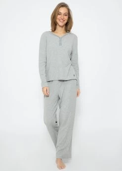 Pyjamashirt Langarm - Grau Melange -Sassyclassy SassyClassy pyjamashirt langarm grau melange S3209NT6491 8