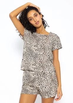 Pyjamashirt Mit Leoprint - Beige -Sassyclassy SassyClassy pyjamashirt mit leoprint offwhite S3209NI6474 3qs0zGs942Mkr4