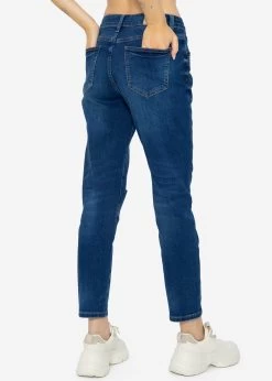 Relax Fit Jeans Mit Schlitz - Dunkelblau -Sassyclassy SassyClassy relax fit jeans mit schlitz dunkelblau S3212D6745 4